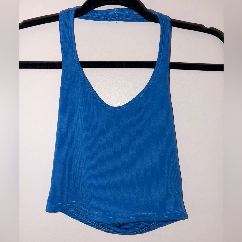 SHEIN Blue Sleeveless Crop Tank Top